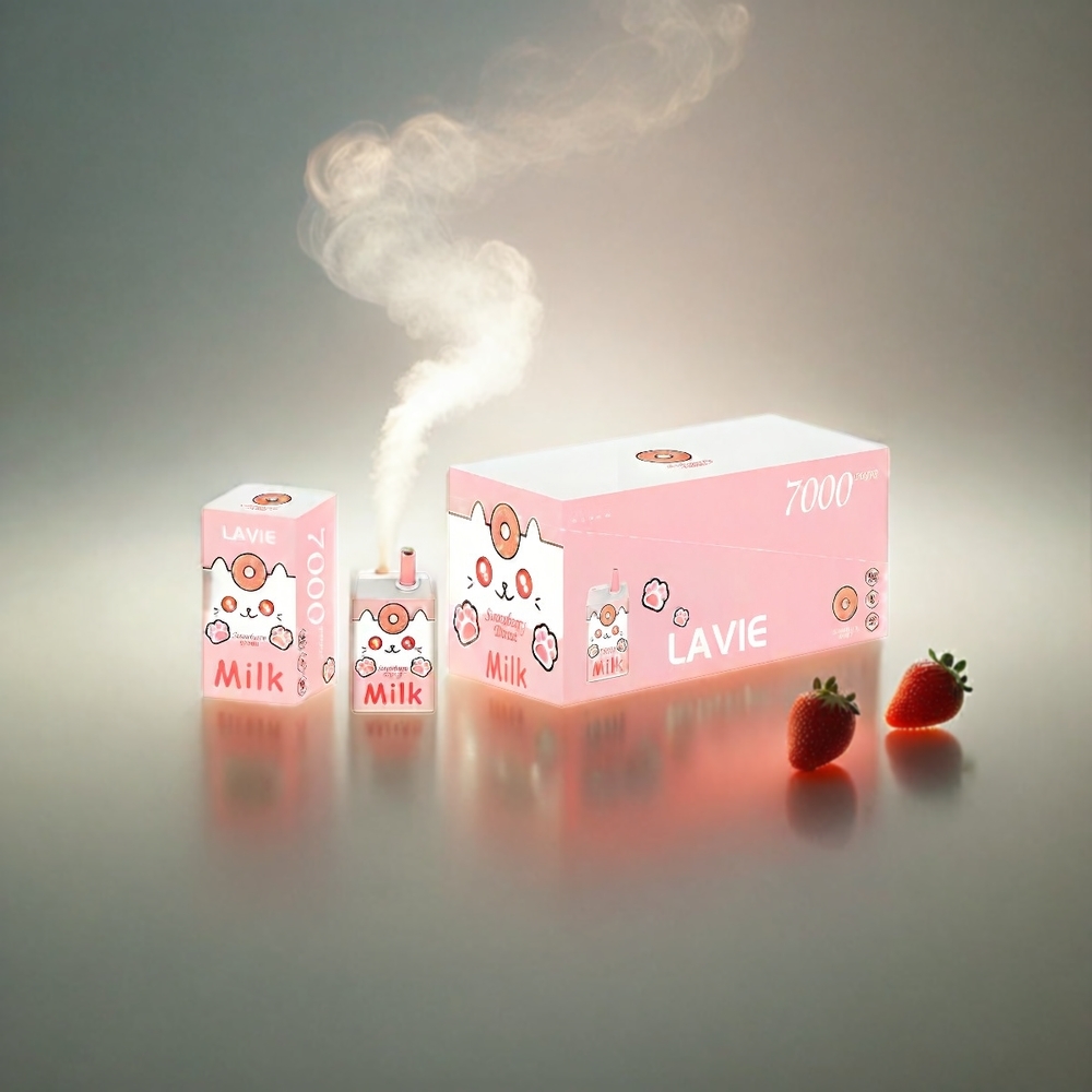 LAVIE Milk 7000 Puffs Italia Ingrosso - Ciambella alla Fragola - 16ML e-Liquido, 600mAh Batteria, Ricarica Type C, 0%/2%/5% Nicotina