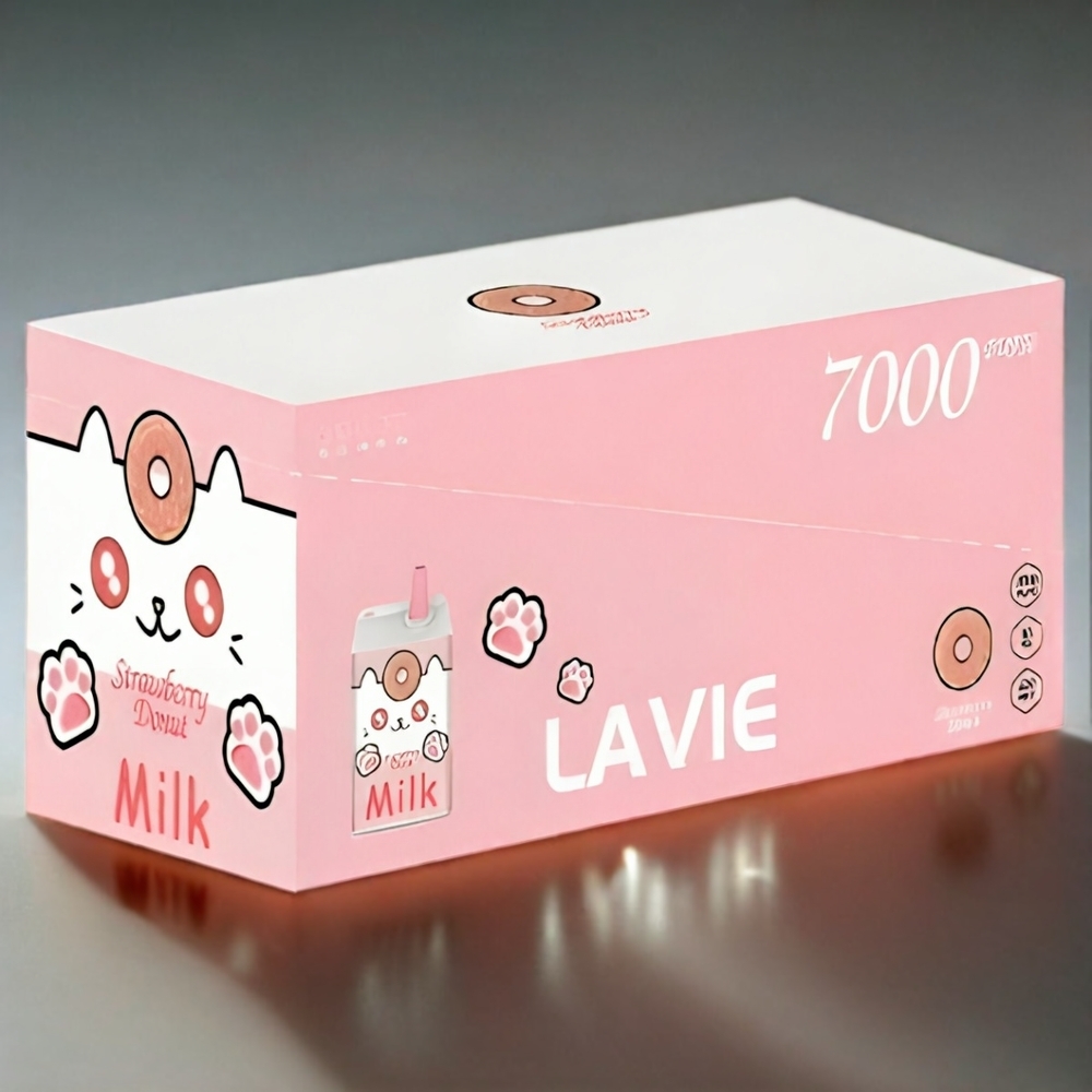 LAVIE Milk 7000 Puffs Italia Ingrosso - Ciambella alla Fragola - 16ML e-Liquido, 600mAh Batteria, Ricarica Type C, 0%/2%/5% Nicotina