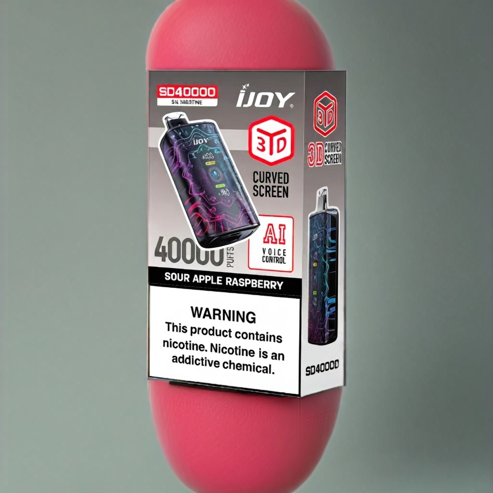 IJOY SD 40000 Puffs vape monouso Italia Ingrosso Mela Acida Lampone con Batteria 750mAh, 20ML E-Liquid, 5% Nicotina, Tipo-C Ricarica, Resistenza 0.4 Ohm Dual Bobina a maglie