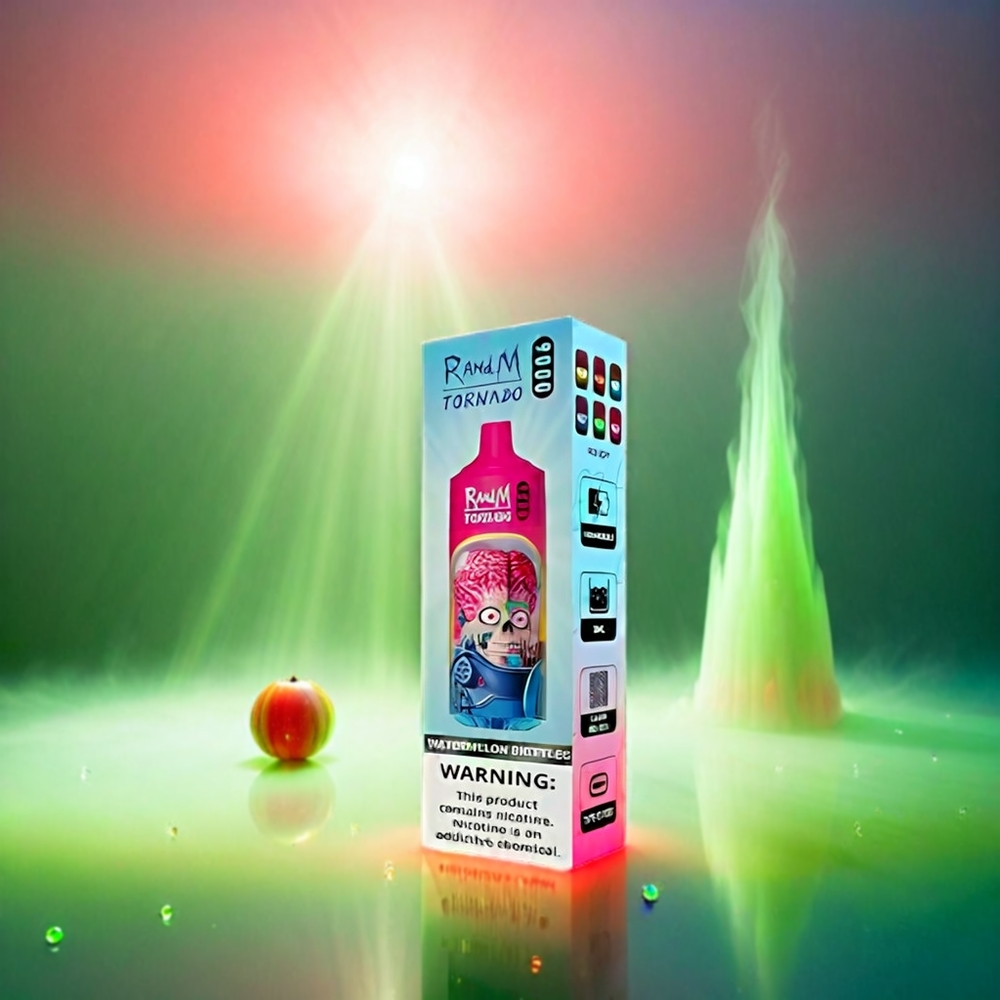 RandM Tornado 9000 Puffs Italia Ingrosso - 18mL E-Liquido, Display RGB, 850 mAh Ricaricabile, Anguria Skittles, 54 Gusti