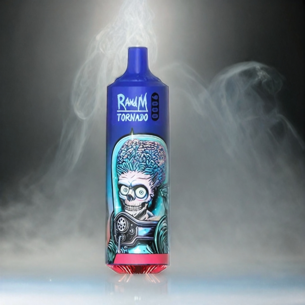 RandM Tornado 9000 Puffs Italia Ingrosso: 850 mAh Ricaricabile, 18 mL E-Liquid, Mesh Coil, Display RGB, 54 Gusti, Black Ice