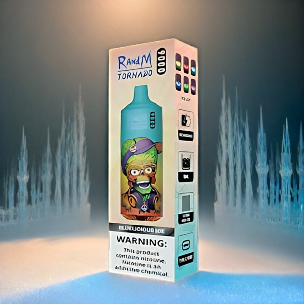 RandM Tornado 9000 Puffs Italia Ingrosso - Bluelcious Ice, 18mL E-liquid, 850mAh Ricaricabile, Display RGB Elegante, 54 Varietà di Gusti