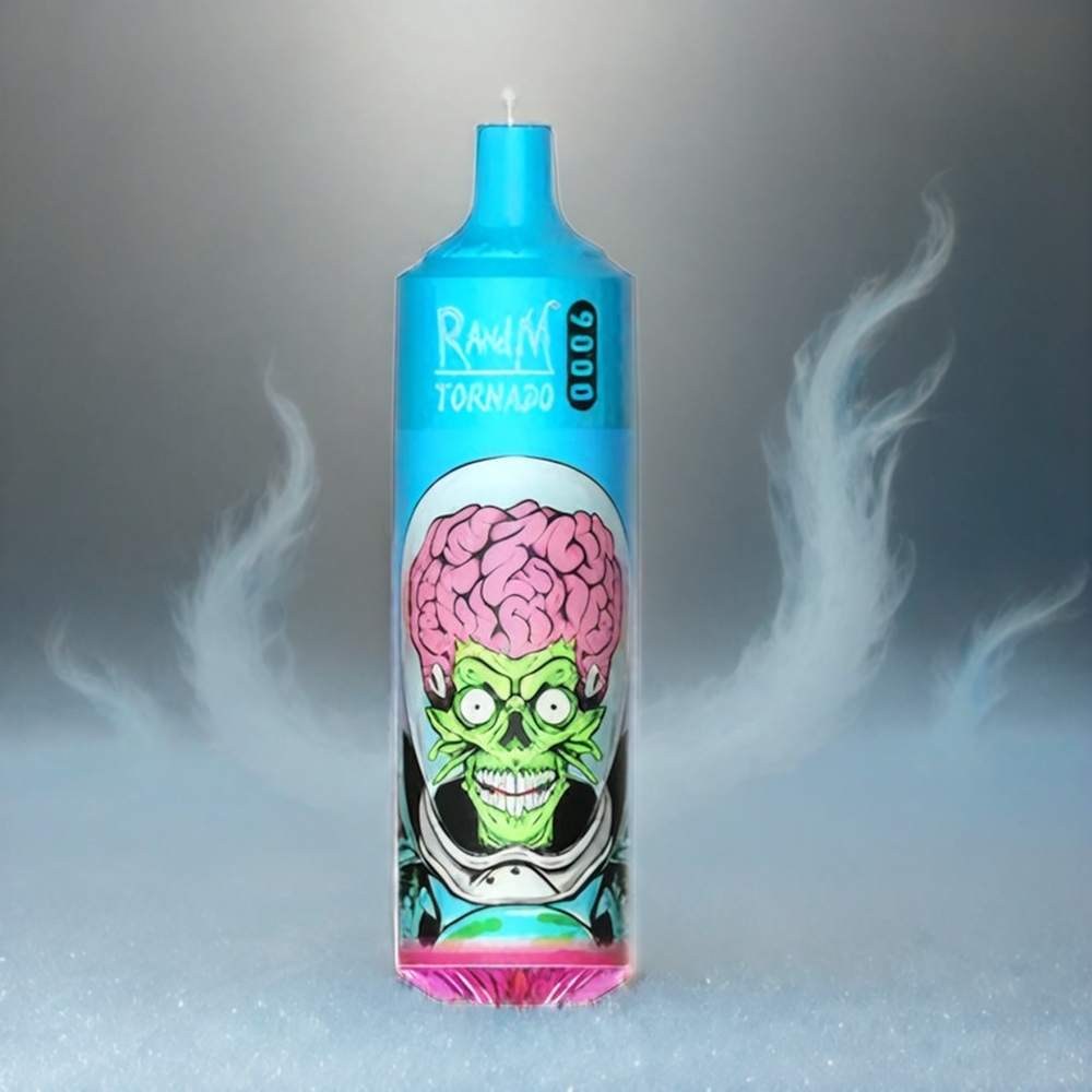 RandM Tornado 9000 Puffs Italia Ingrosso - Drago Nero Ghiaccio, 18mL e-Liquido, Display RGB, 54 Varietà di Gusti, Batteria 850 mAh Ricaricabile