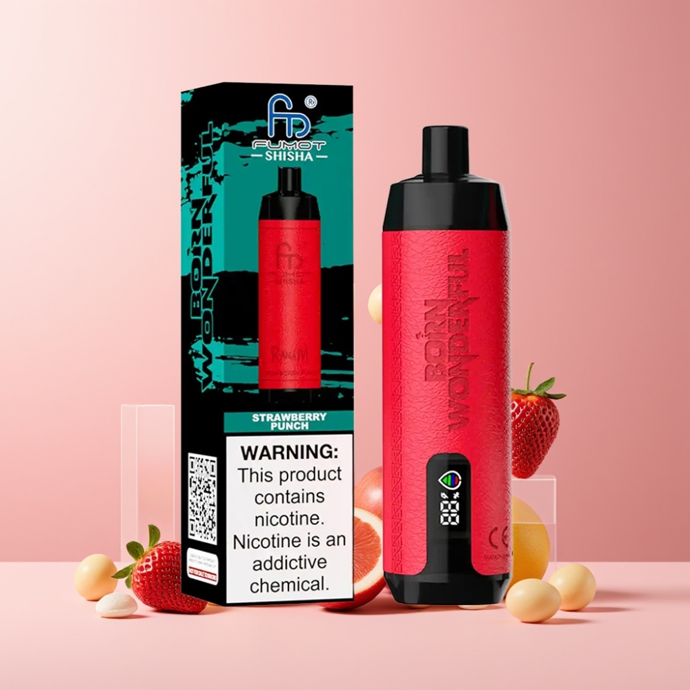 RandM Fumot Shisha 10000 Puff Italia Ingrosso Disposable Vape Fragola Punch, 18ml, 850mAh, Tipo-C