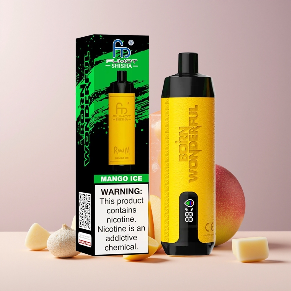 RandM Fumot Shisha 10000 Puff Italia Ingrosso Disposable Vape Mango Ghiaccio 18ml 850mAh Type-C