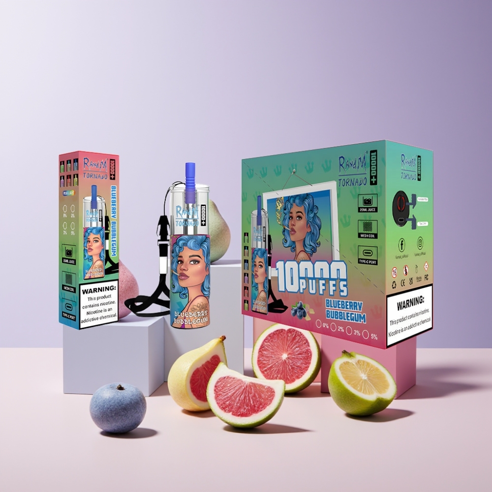 RandM Fumot Original Tornado 10000 Plus Italia Ingrosso Disposable Vape Mirtillo Bubblegum 20ml Mesh Coil 850mAh