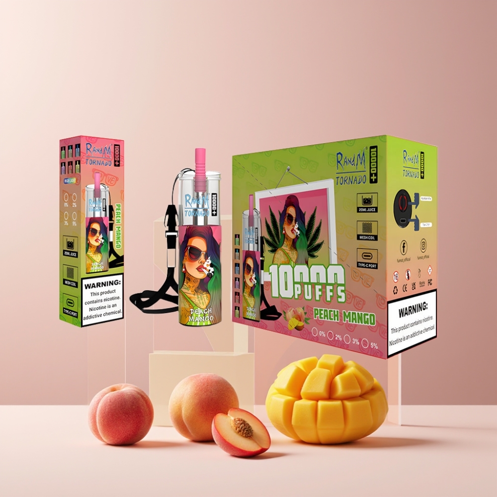 RandM Fumot Original Tornado 10000 Plus Italia ingrosso Disposable Vape Pesca Mango 20ml 5% Mesh Coil