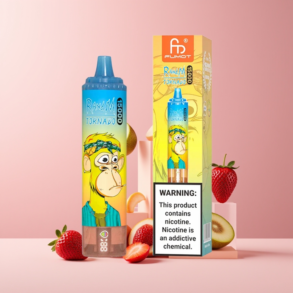 RandM Fumot Tornado 15000 Puff Italia Ingrosso Disposable Vape Fragola 25ml 850mAh Mesh Coil LCD
