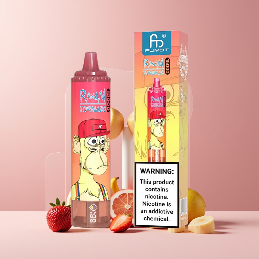 RandM Fumot Tornado 15000 Puff Italia Ingrosso Disposable Vape Fragola Red Bull 25ml 850mAh Mesh LCD