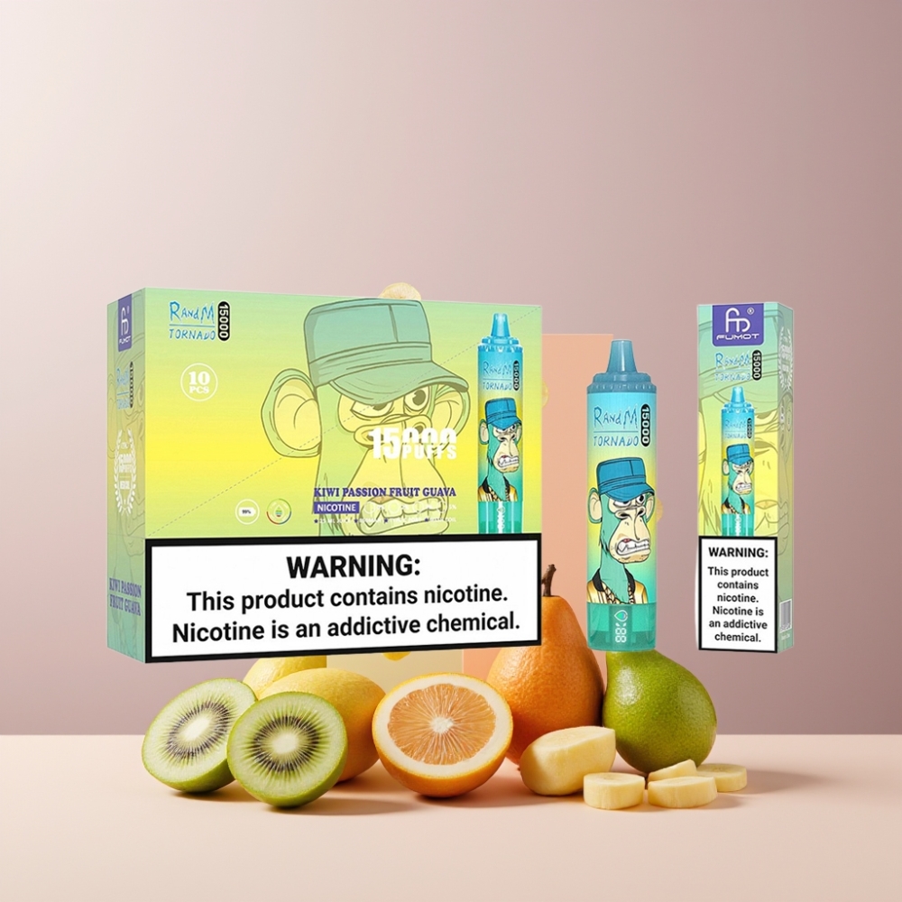 RandM Fumot Tornado 15000 Puff Italia Ingrosso Disposable Vape Kiwi Frutto della Passione Guava 25ml 850mAh Mesh Coil