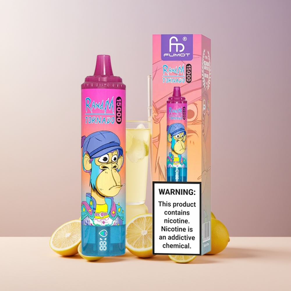 RandM Fumot Tornado 15000 Puff Italia Ingrosso Disposable Vape Limonata 25ml Mesh Coil USB-C LCD 0/2/3/5% Nicotina