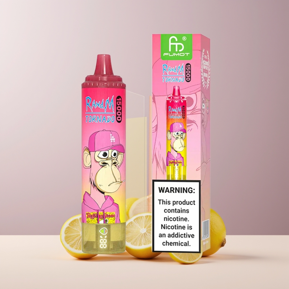 RandM Fumot Tornado 15000 Puff Italia Ingrosso Disposable Vape Limone 25ml 850mAh Mesh Coil LCD
