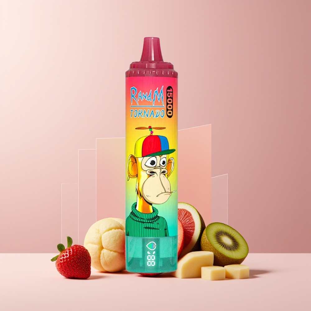 RandM Fumot Tornado 15000 Puffs Italia Ingrosso Disposable Vape Fragola Kiwi - 25ml, 850mAh, Ricarica USB-C