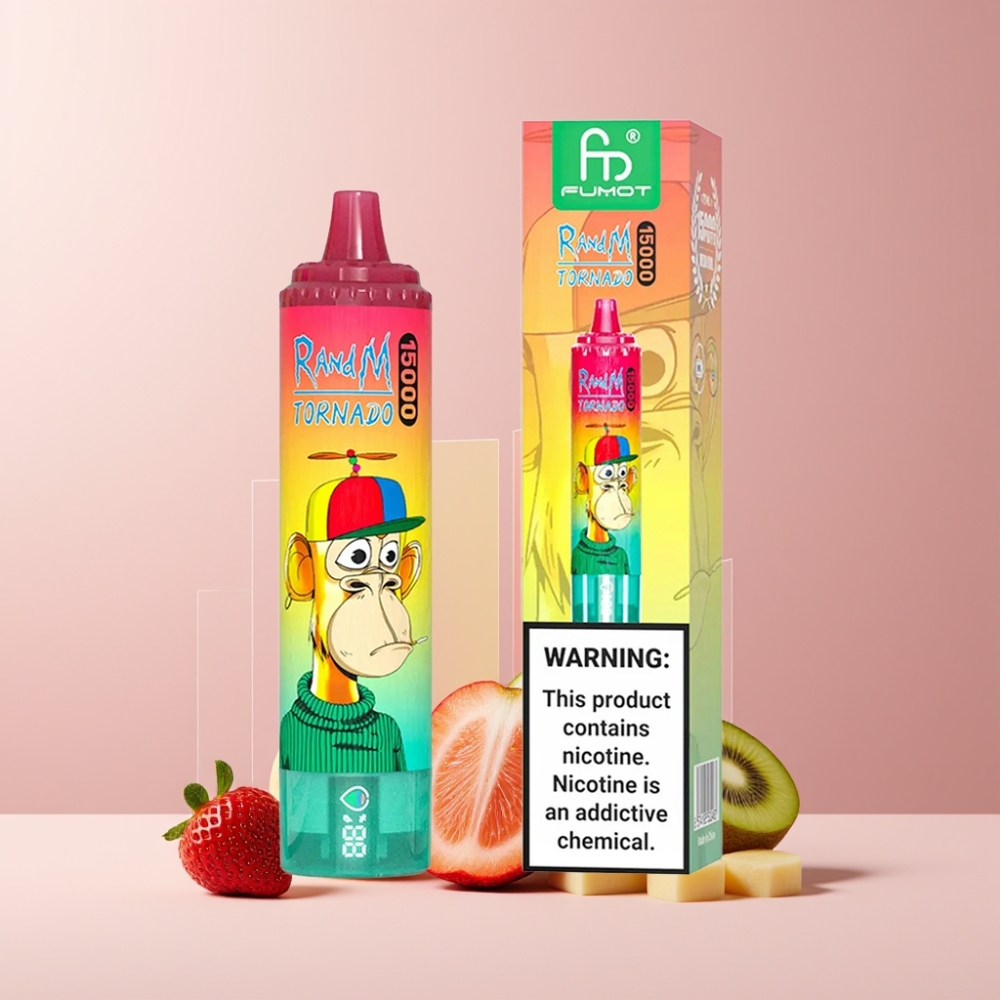 RandM Fumot Tornado 15000 Puffs Italia Ingrosso Disposable Vape Fragola Kiwi - 25ml, 850mAh, Ricarica USB-C
