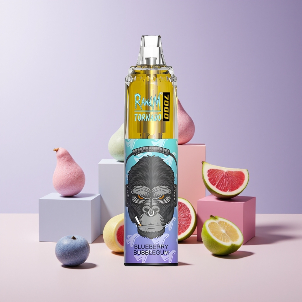 RandM Fumot Tornado 7000 Italia Ingrosso - 14ML E-liquid, 850MAH, Blu Mirtillo Bubblegum, Mesh Coil, Type-C, RGB Light