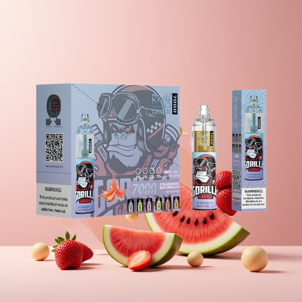 RandM Fumot Tornado 7000 Italia Ingrosso Disposable Vape Fragola Anguria 14ML 850MAH Mesh