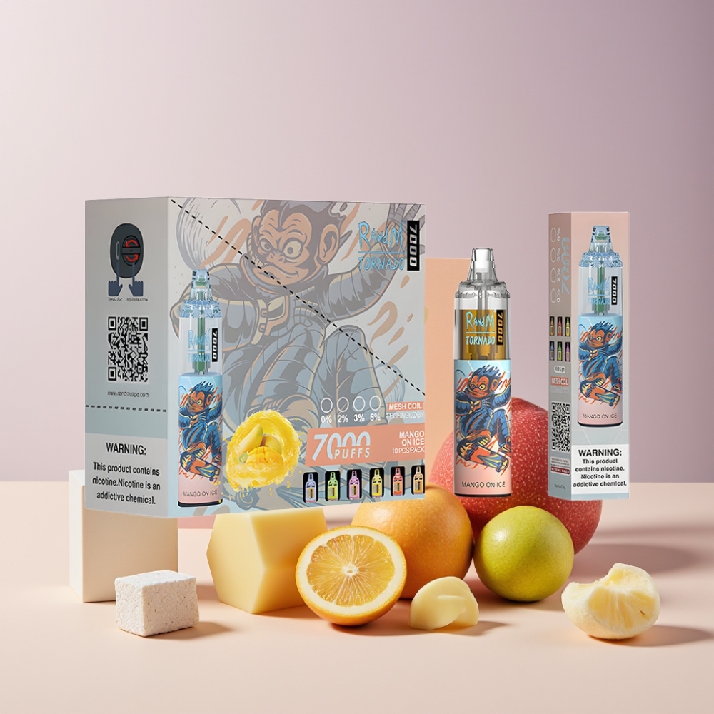RandM Fumot Tornado 7000 Italia Ingrosso Disposable Vape Mango Ghiacciato 14ML 850MAH Mesh Coil