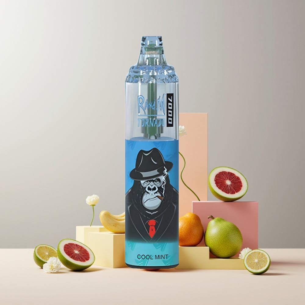 RandM Fumot Tornado 7000 Italia Ingrosso Disposable Vape Menta Fresca, 14ML 850MAH Mesh Coil Type-C RGB