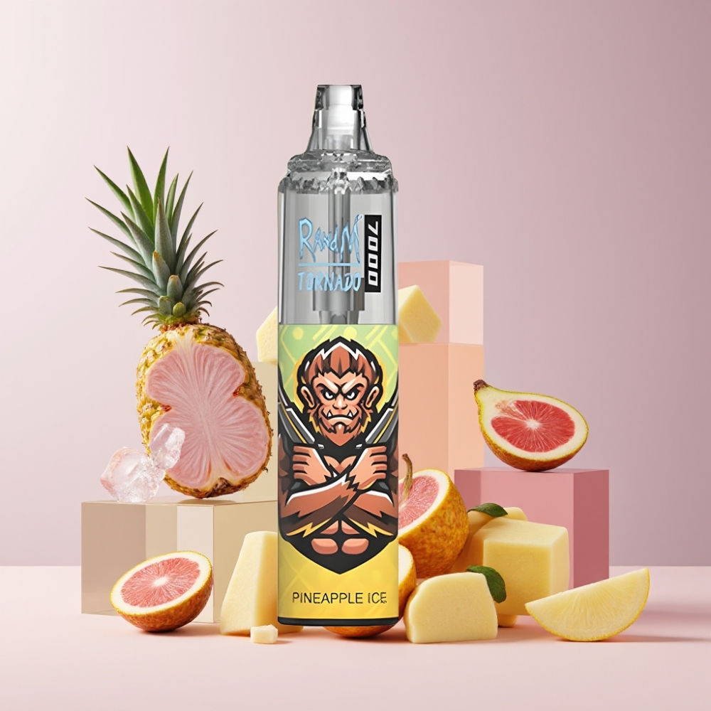 RandM Fumot Tornado 7000 Italia ingrosso - 14ML E-liquid, 850MAH, Mesh Coil, Ghiaccio Ananas