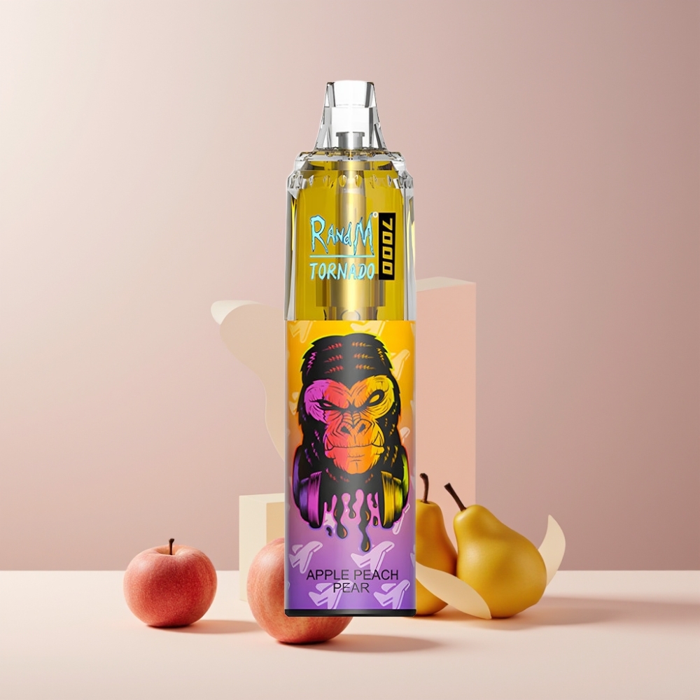 RandM Fumot Tornado 7000 Italia ingrosso - 14ML E-liquid, 850MAH, Mesh Coil, Mela Pesca Pera