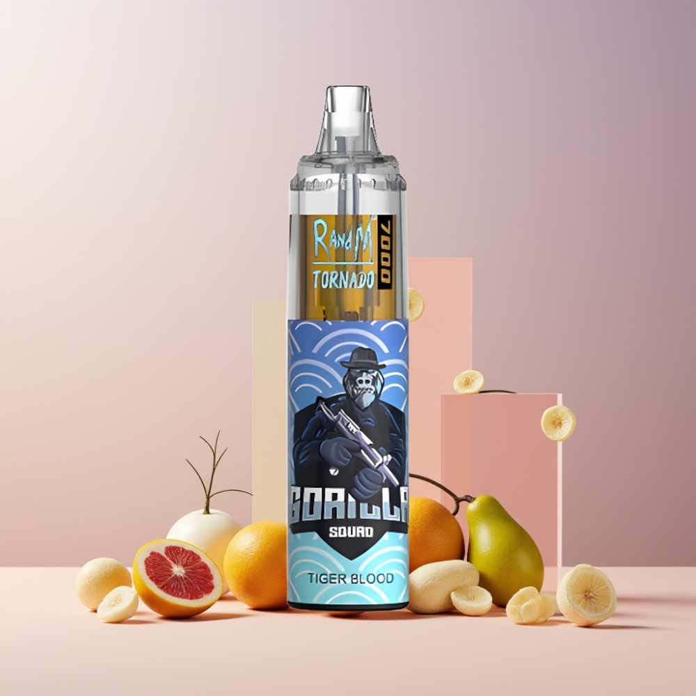 RandM Fumot Tornado 7000 Italia ingrosso - 14ML E-liquid, 850MAH, Mesh Coil, Sangue di Tigre