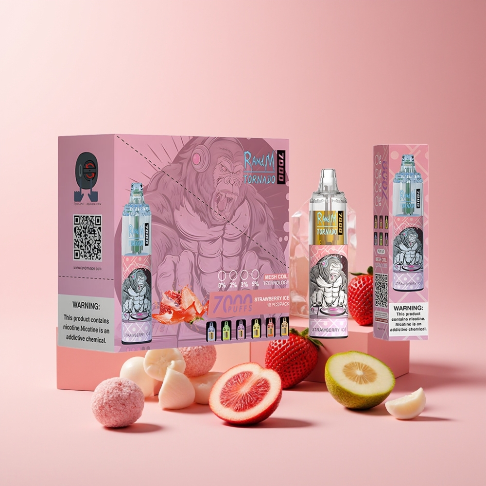 RandM Fumot Tornado 7000 Italia ingrosso - Fragola Ghiaccio, 14ML, Tipo-C, RGB, 0-5% Nicotina, Aria Regolabile