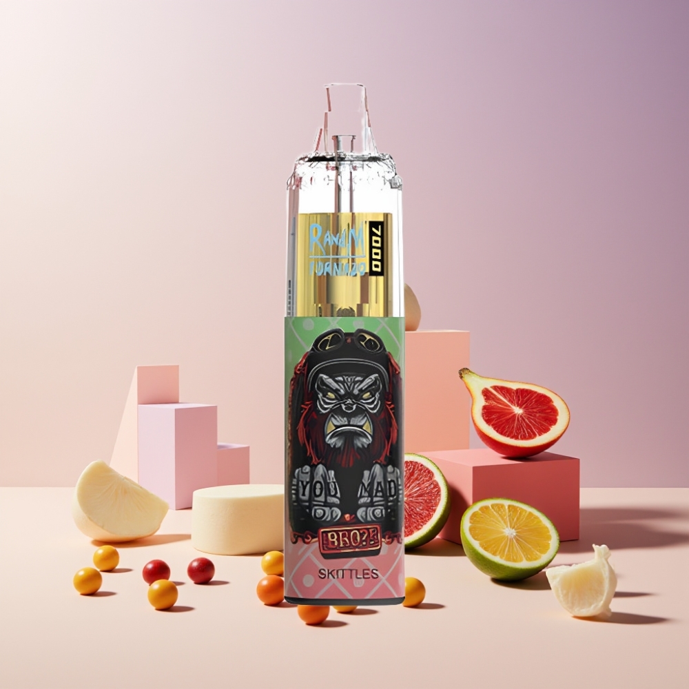 RandM Fumot Tornado 7000 Puff Italia Ingrosso - 14ML E-liquid, Mesh Coil, RGB Light, Skittles (Gioielli)