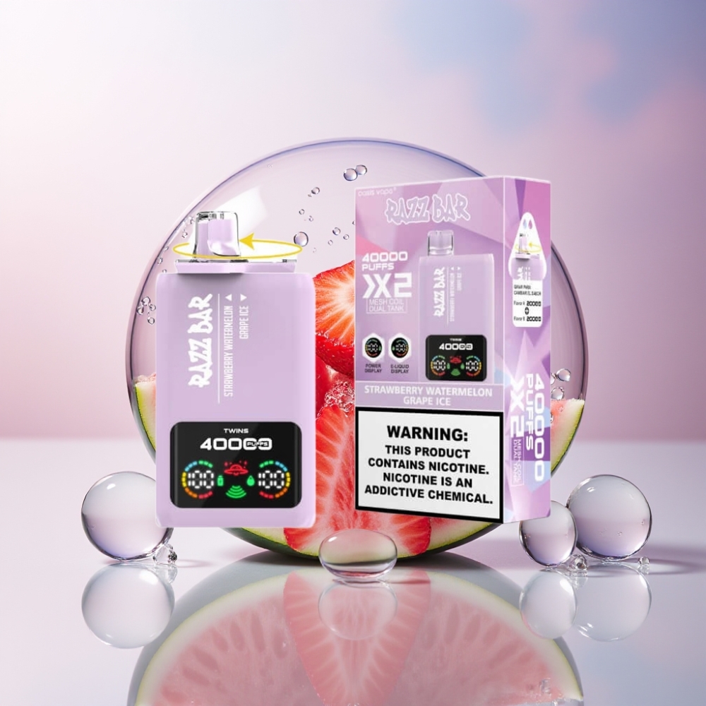 Razz Bar 40000 Puff Italia Ingrosso Display, Fragola Anguria & Uva Ghiaccio, 650mAh Type-C, 1.0Ω 2 Mesh, 2%/5% Nic
