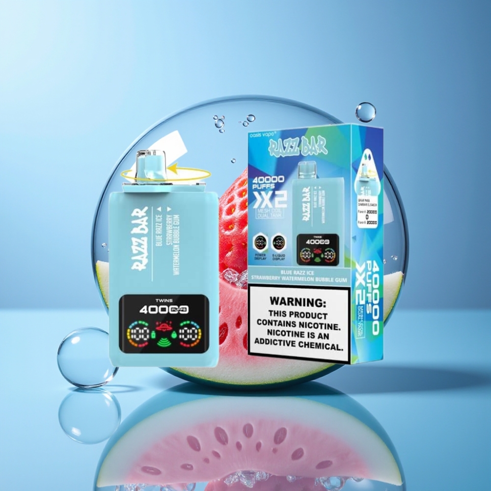 Razz Bar 40000 Puff Italia Ingrosso Menta Blu & Fragola Anguria Bubble Gum, Display, 650mAh, Tipo-C