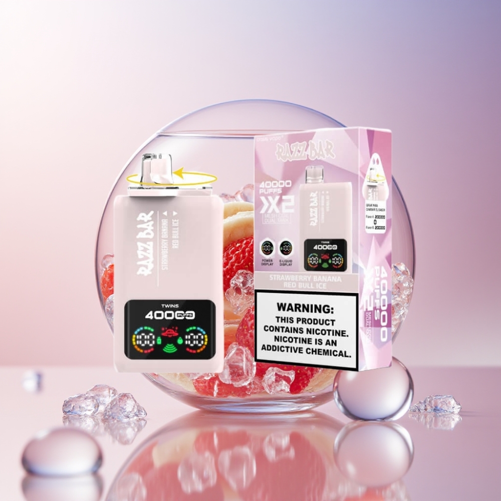 Razz Bar 40000 Puff Italia Ingrosso Sigaretta elettronica usa e getta Fragola Banana & Red Bull Ghiaccio con Display, 1.0Ω 2 Mesh, 650mAh