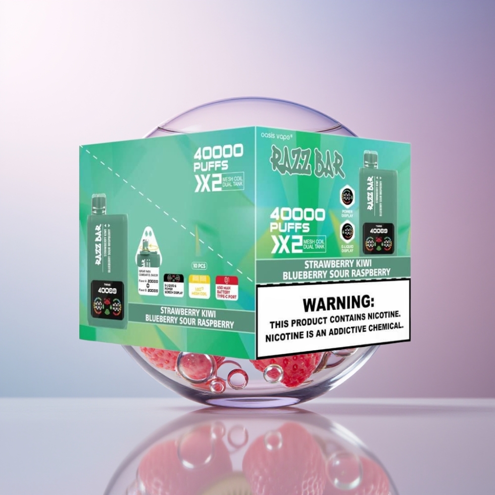 Razz Bar 40000 Puff Italia Ingrosso Sigaretta elettronica usa e getta Fragola Kiwi & Mirtillo Lampone Acido, Display, 1.0Ω 2 Mesh, 650mAh