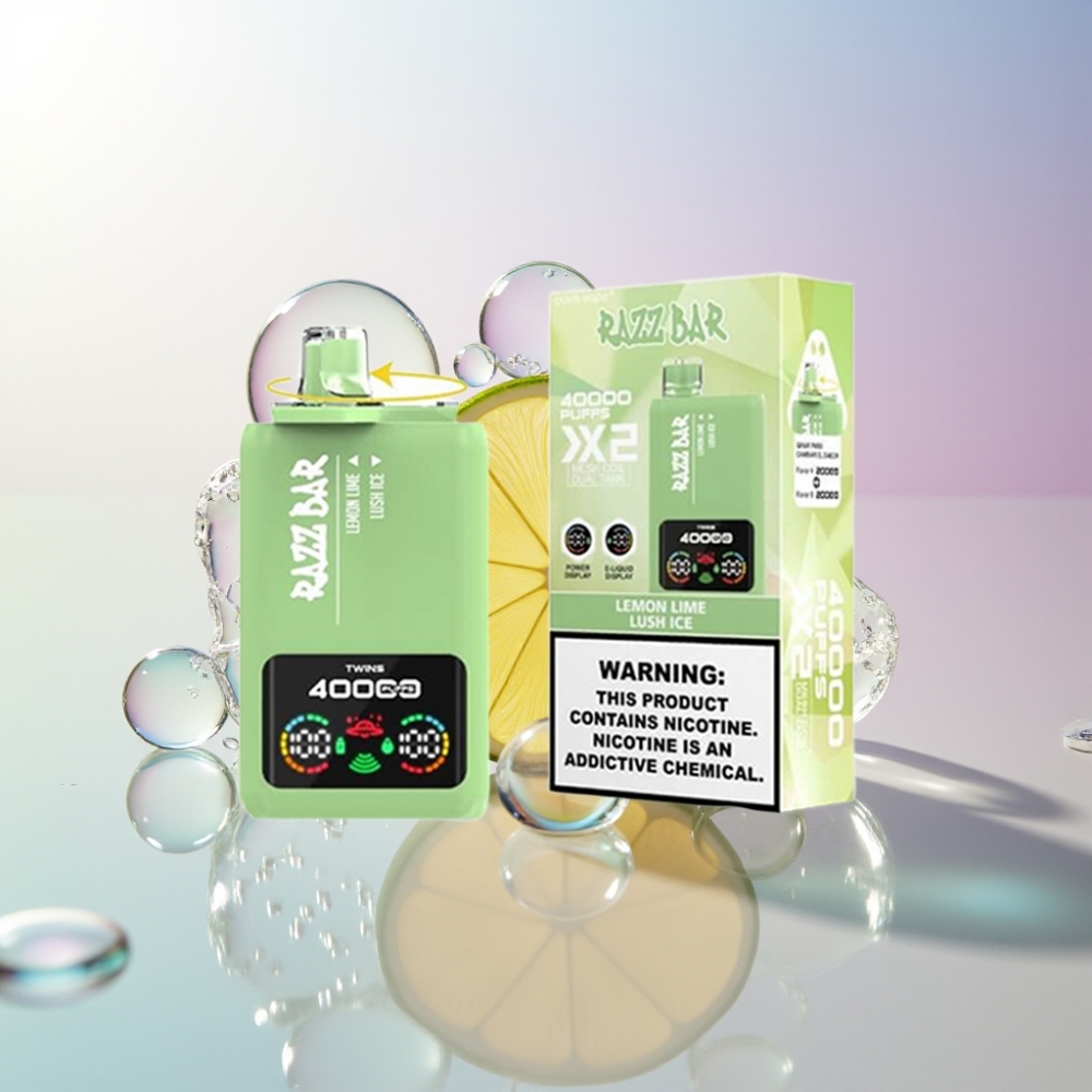 Razz Bar 40000 Puff Italia Ingrosso Sigaretta elettronica usa e getta Limone Lime & Lush Ice con Display, 650mAh, Tipo-C