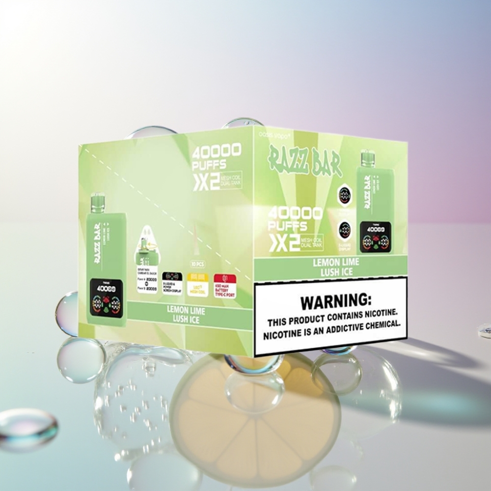 Razz Bar 40000 Puff Italia Ingrosso Sigaretta elettronica usa e getta Limone Lime & Lush Ice con Display, 650mAh, Tipo-C