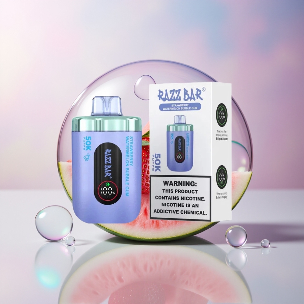 Razz Bar 50K Puffs Italia Ingrosso Sigaretta elettronica usa e getta Fragola Anguria Bubble Gum, 50000 Puff, 650mAh, Ricaricabile Type-C