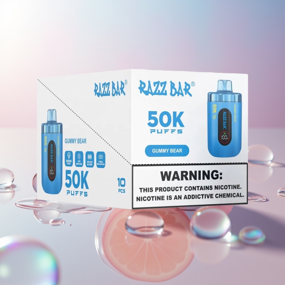 Razz Bar 50K Puffs Italia ingrosso Sigaretta elettronica usa e getta Gummy Bear Orso Gommoso 50000 Puff 1.0 Ohm 650mAh Type-C 2% Nic
