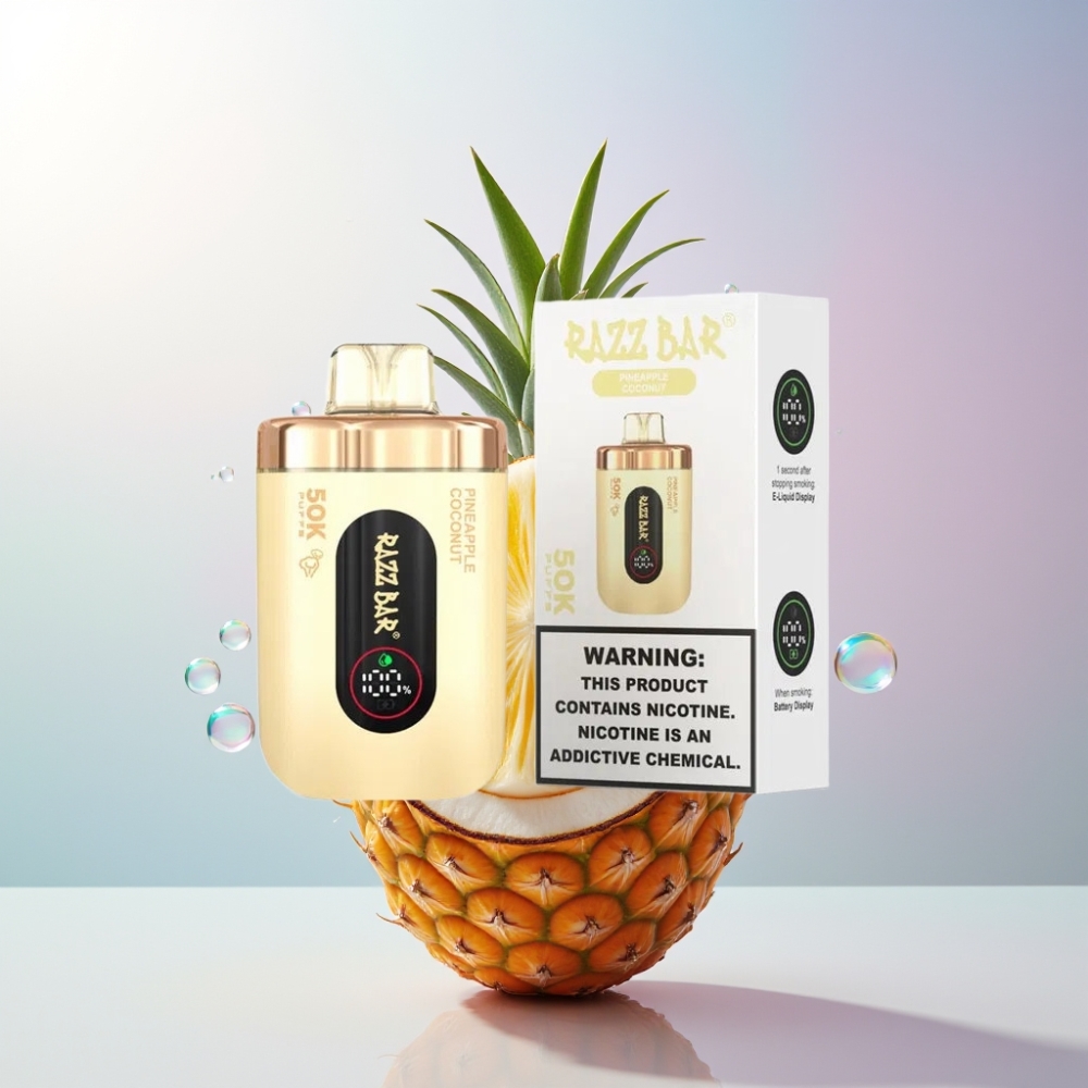 Razz Bar 50K Puffs Sigaretta elettronica usa e getta Ananas Cocco Italia Ingrosso 50000 Puff, 1.0 Ohm, 650mAh