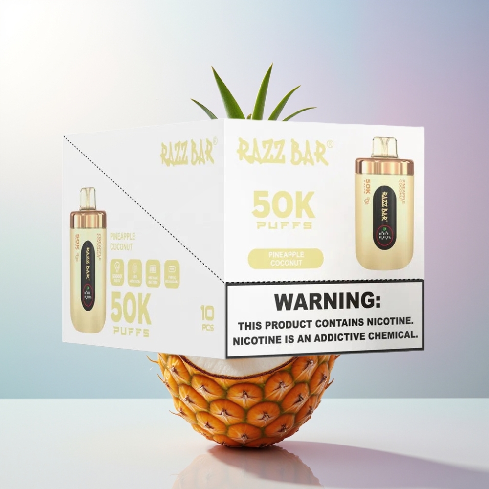 Razz Bar 50K Puffs Sigaretta elettronica usa e getta Ananas Cocco Italia Ingrosso 50000 Puff, 1.0 Ohm, 650mAh