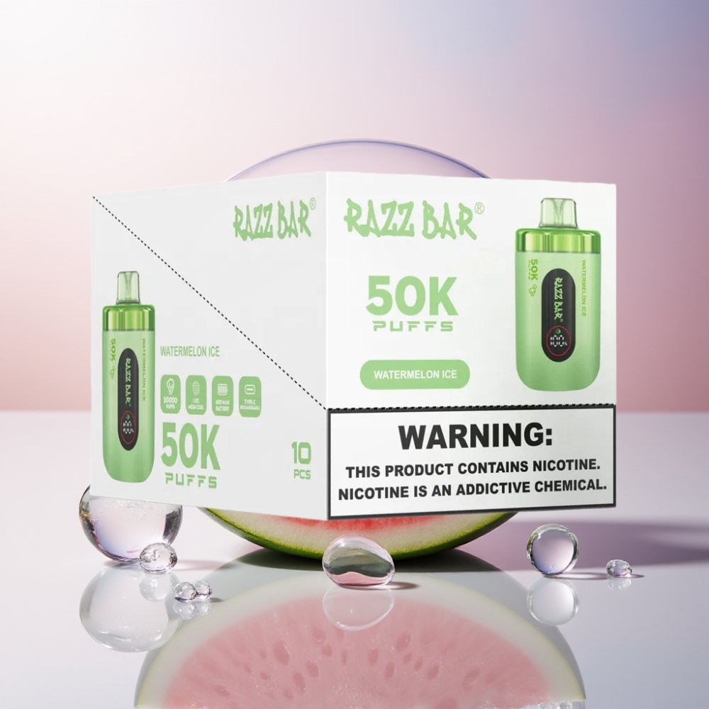 Razz Bar 50K Puffs Sigaretta elettronica usa e getta Anguria Ghiacciata Italia Ingrosso 50000 Puff 650Mah 2% Nic