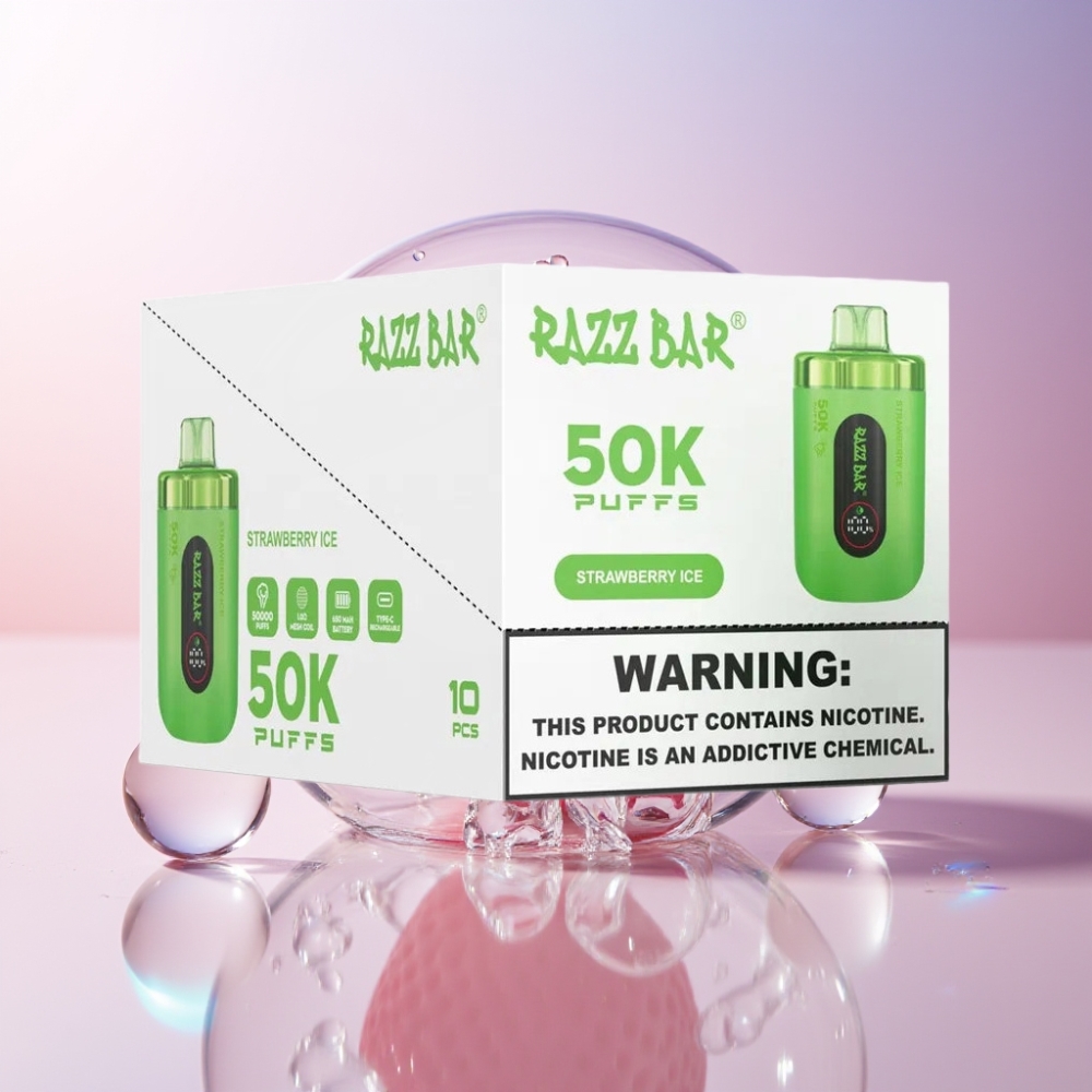 Razz Bar 50K Puffs Sigaretta elettronica usa e getta Fragola Ghiaccio - Italia Ingrosso 50000 Puff, 1.0 Ohm, Ricaricabile