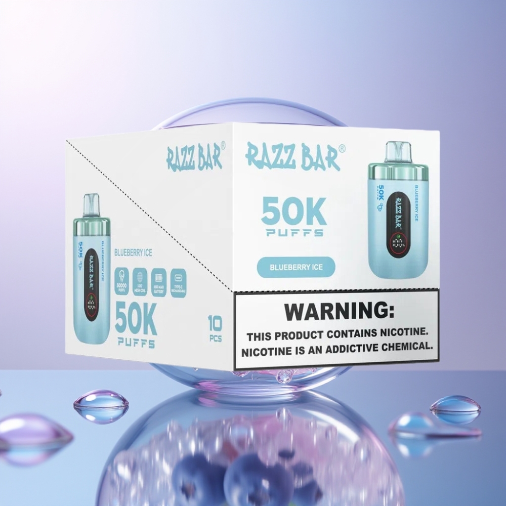 Razz Bar 50K Puffs Sigaretta elettronica usa e getta Mirtillo Ghiaccio Italia Ingrosso 50000 Puff 1.0 Ohm 650mAh