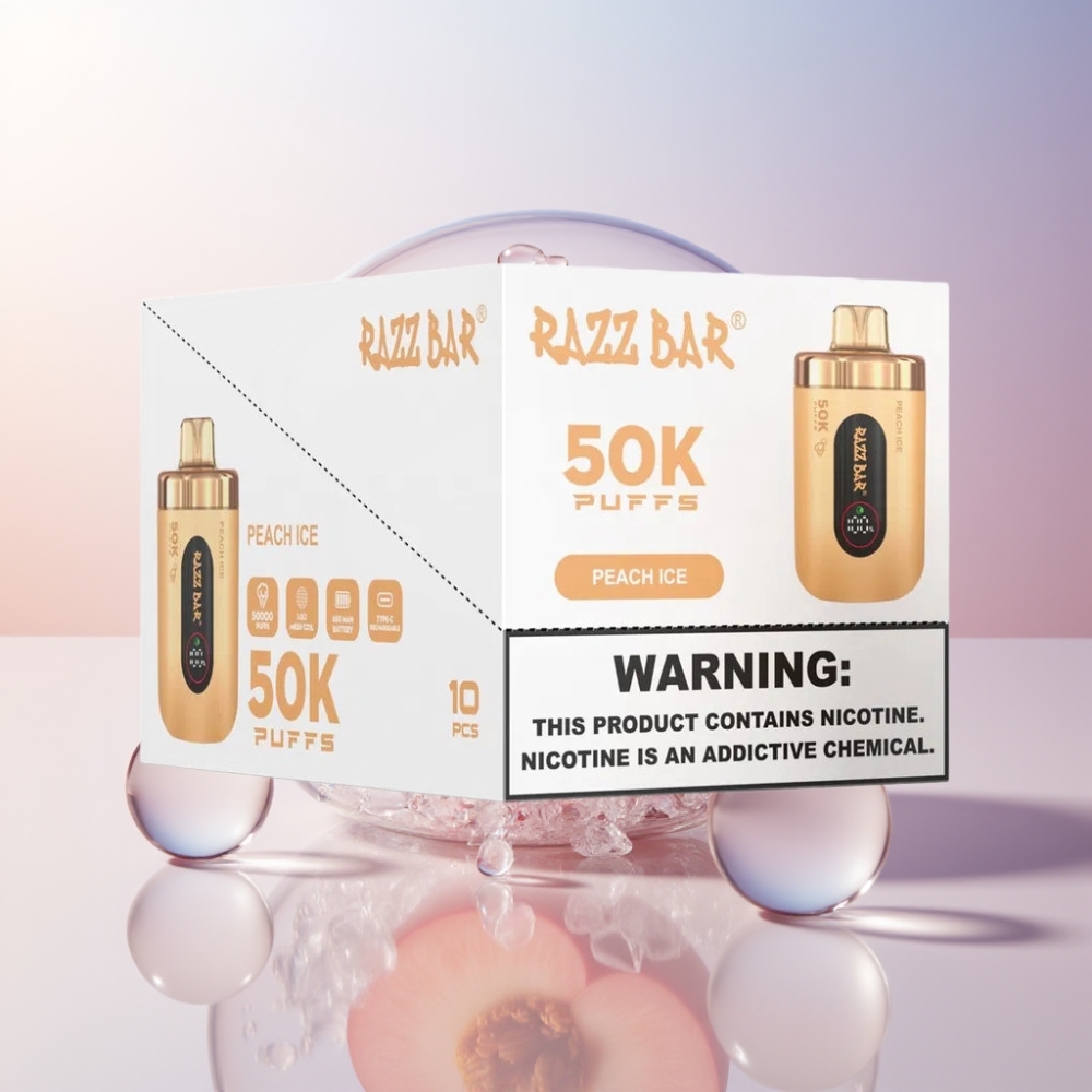Razz Bar 50K Puffs Sigaretta elettronica usa e getta Pesca Ghiaccio - Italia Ingrosso - 50000 Puffs, 1.0 Ohm, Ricaricabile USB-C