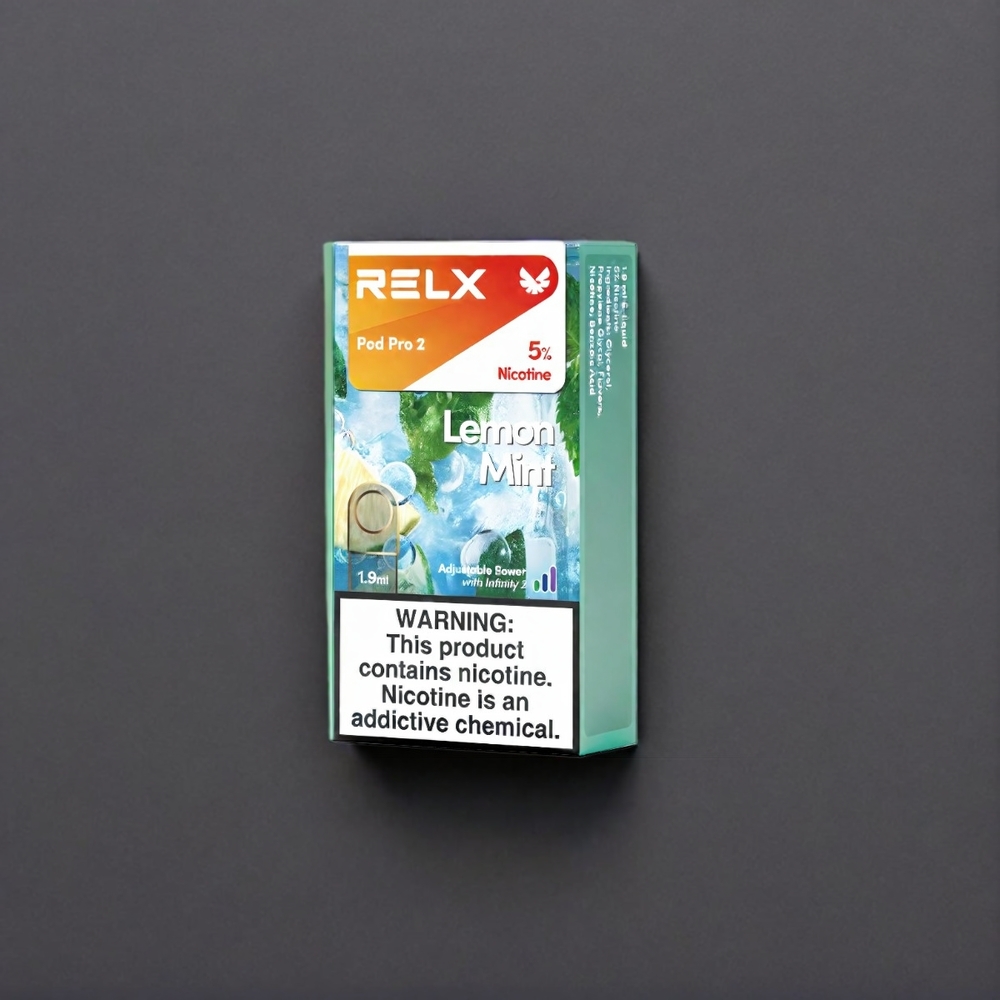 RELX Pod Pro 2 Italia Ingrosso – Limone Menta – 600 Puffs, 1.9ml, 3%/5% nicotina, 3 modalità di tensione (Eco 5.5W, Smooth 6.5W, Boost 8W) – Confezione da 2/3 pod
