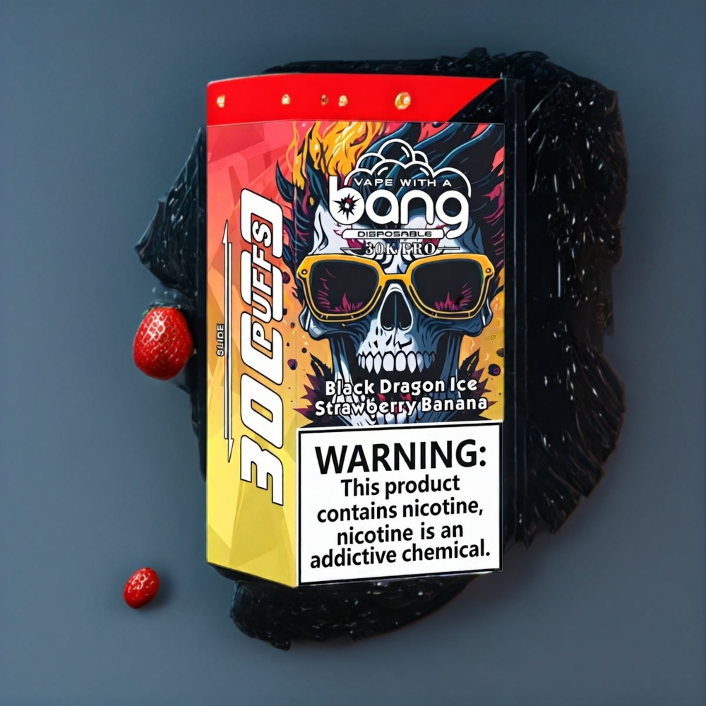 Bang 30K Pro 30000 Puff Italia Ingrosso vape monouso Drago Nero Ghiaccio & Fragola Banana con 36ml E-Liquid, 550mAh, Dual-Flavor System