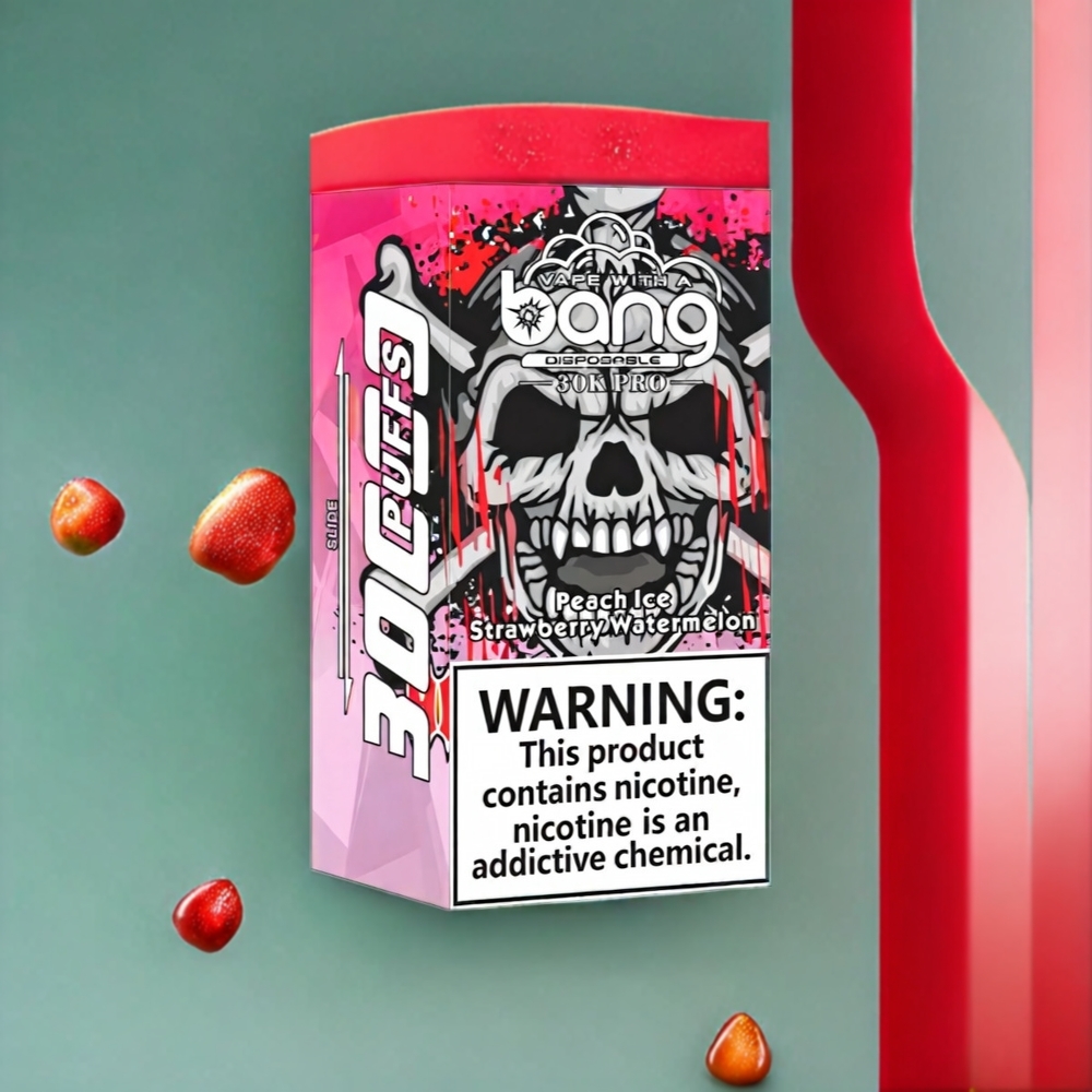 Bang 30K Pro 30000 Puff vape monouso Italia Ingrosso - Pesca Ghiaccio & Anguria Fragola / 36ml - 550mAh - 0%, 2%, 3%, 5% Nicotina - Sistema Doppio Gusto