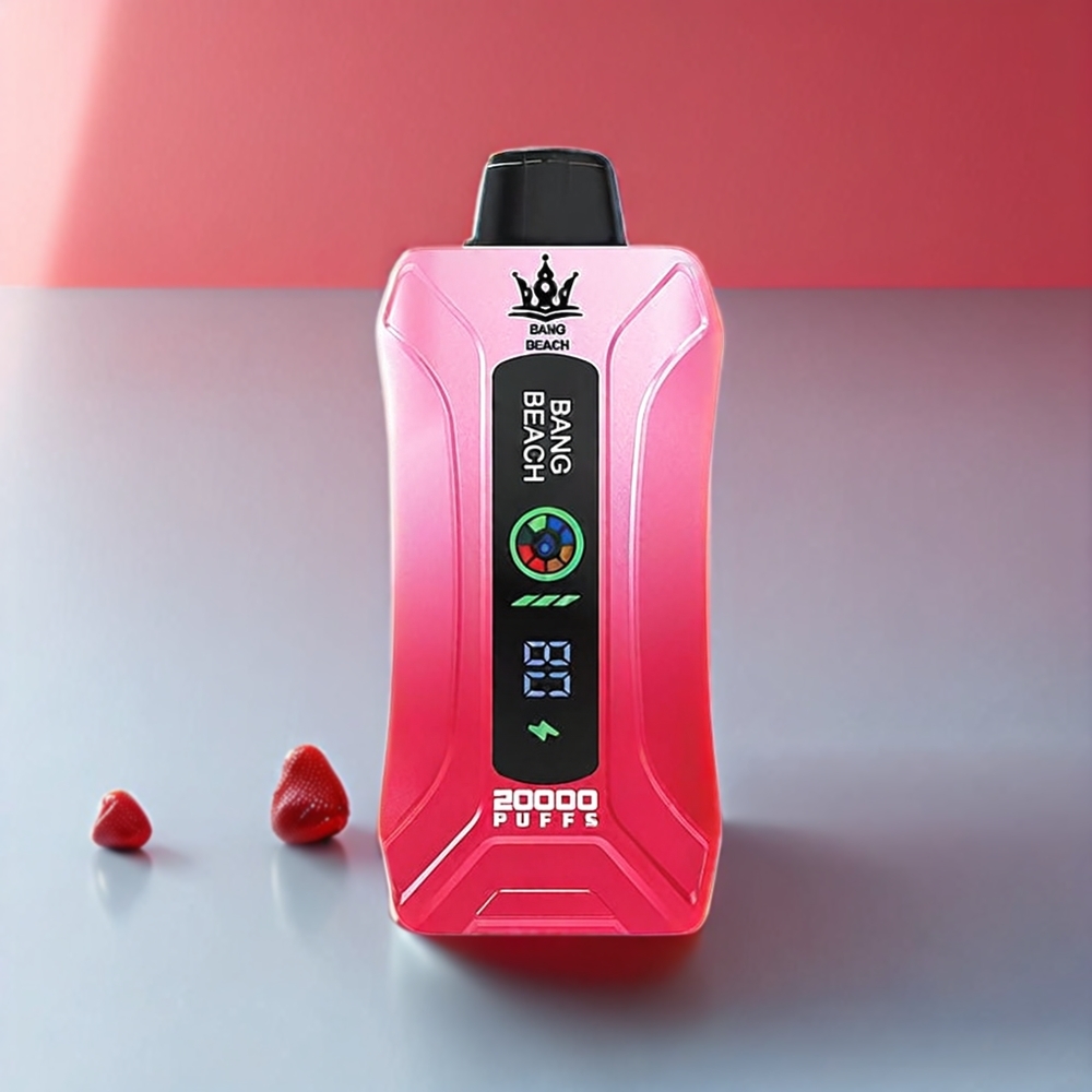 Bang Beach 20000 Puffs Dispositivo di Svapo Monouso Italia Ingrosso - Fragola Ghiacciata con Schermo Intelligente, 35ml, 650mAh, 0%-5% Nicotina, Design Ergonomico
