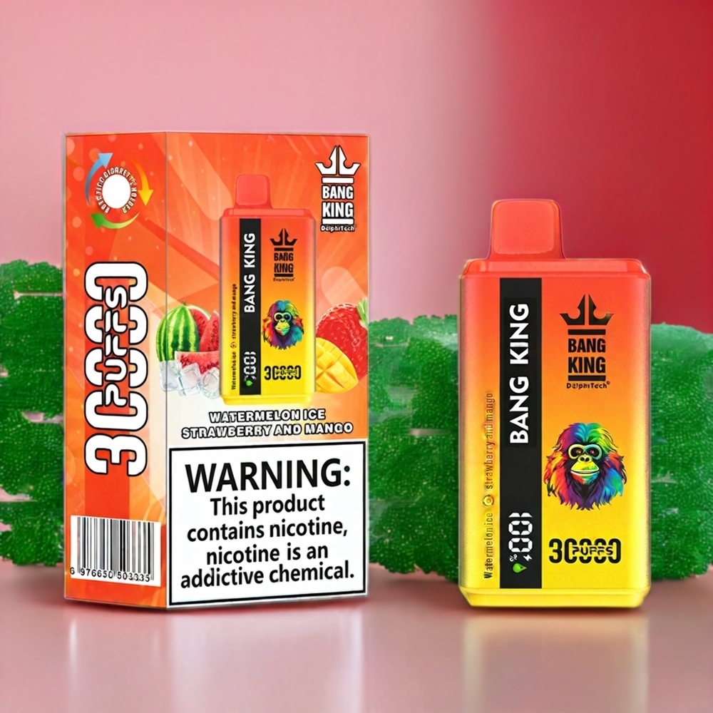 Bang King 30000 Puff vape monouso Italia Ingrosso - Anguria Ghiacciata, Fragola e Mango - 36ml E-Liquid, 550mAh Batteria, Tipo-C Ricarica
