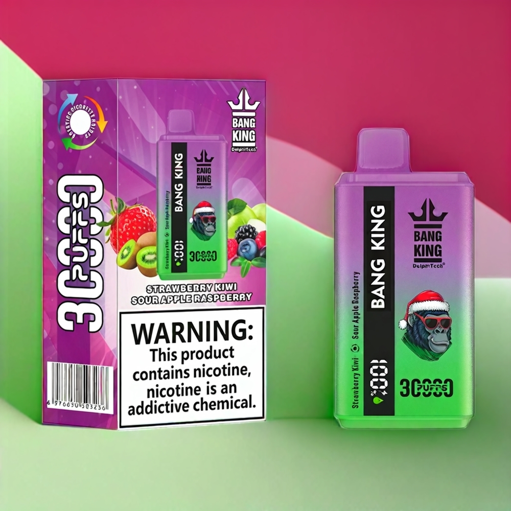 Bang King 30000 Puff vape monouso Italia Ingrosso - Fragola Kiwi Mela Acida Lampone - 36ml E-Liquid, 550mAh Batteria, Tipo-C