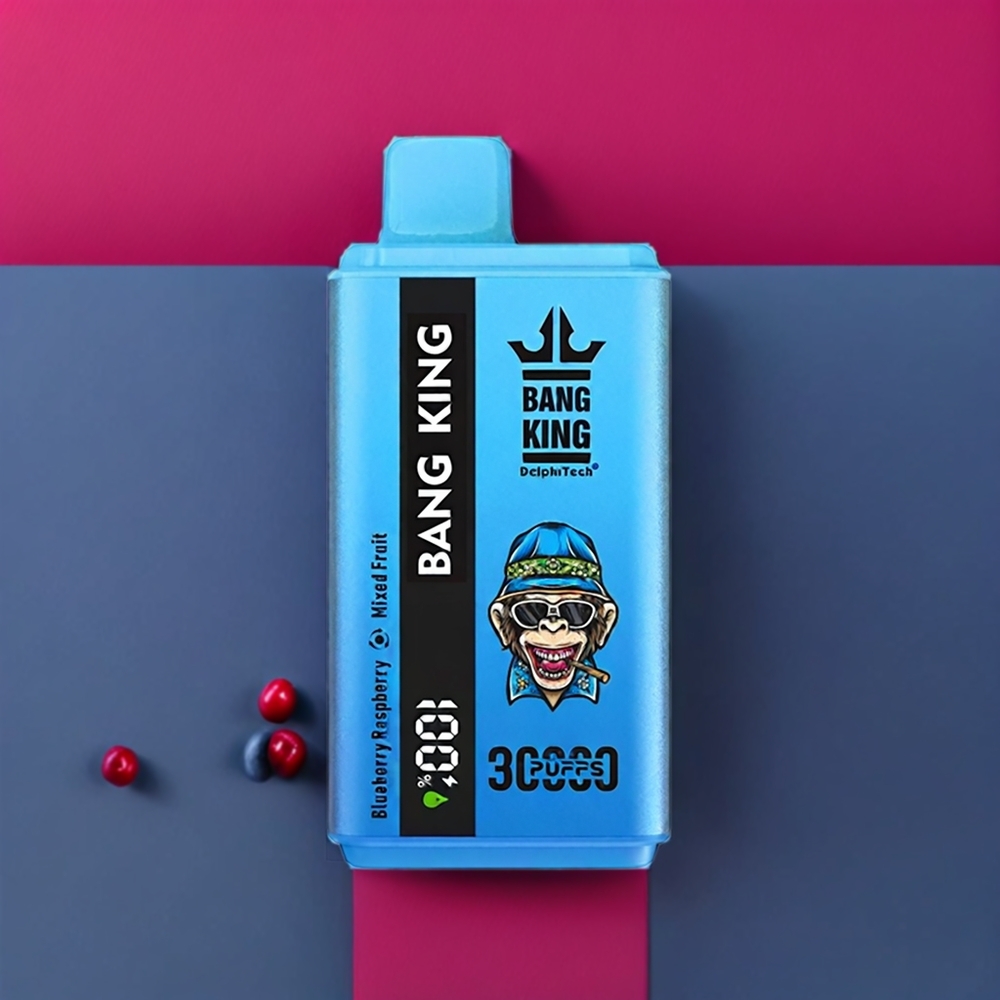 Bang King 30000 Puff vape monouso Italia Ingrosso Misto di Mirtillo e Lampone Frutta Ammuffita con 36ml di E-Liquid, Batteria 550mAh, Doppia Bobina Mesh 1.2 e Porta di Ricarica Type-C