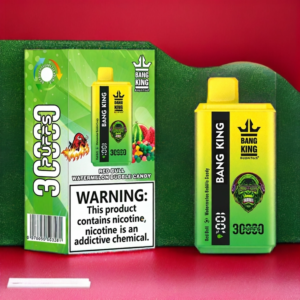 Bang King 30000 Puff vape monouso Italia Ingrosso Red Bull Anguria Caramella Bollente con 36ml di E-Liquido, Batteria 550mAh, 1.2 Mesh Dual Coil e Porta Type-C