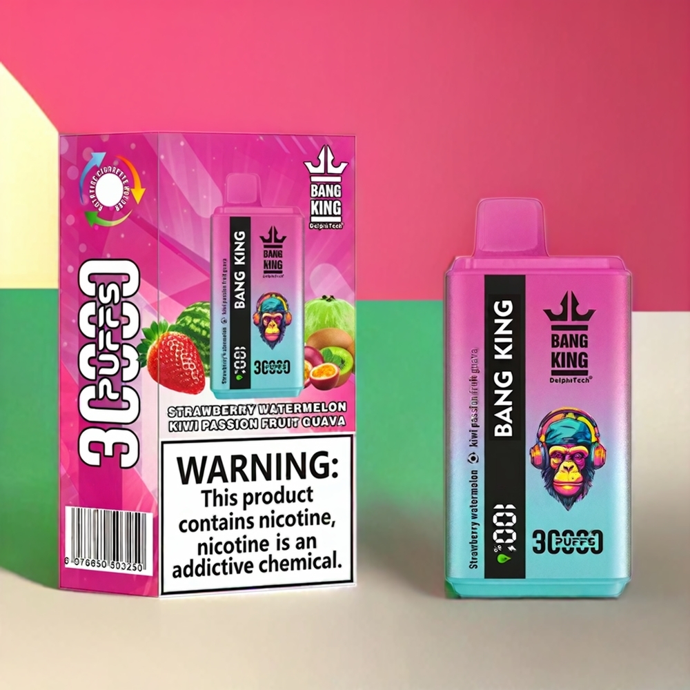 Bang King 30000 Puffs vape monouso Italia Ingrosso - Fragola Anguria Kiwi Frutto della Passione Guava - 36ml, 550mAh, Dual Coil 1.2 Mesh, Type-C